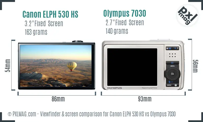 Canon ELPH 530 HS vs Olympus 7030 Screen and Viewfinder comparison Canon ELPH 530 HS vs Olympus 7030 Screen and Viewfinder comparison