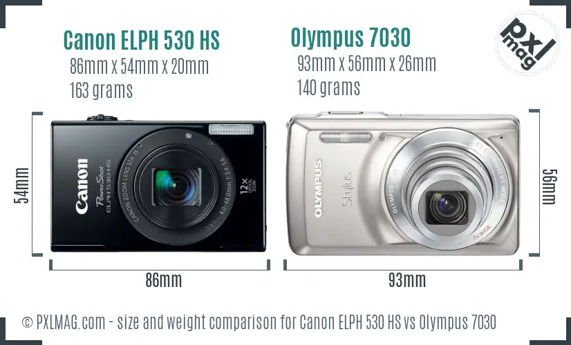 Canon ELPH 530 HS vs Olympus 7030 size comparison Canon ELPH 530 HS vs Olympus 7030 size comparison