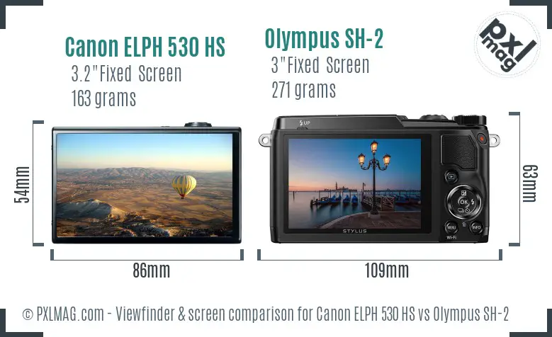 Canon ELPH 530 HS vs Olympus SH-2 Screen and Viewfinder comparison Canon ELPH 530 HS vs Olympus SH-2 Screen and Viewfinder comparison