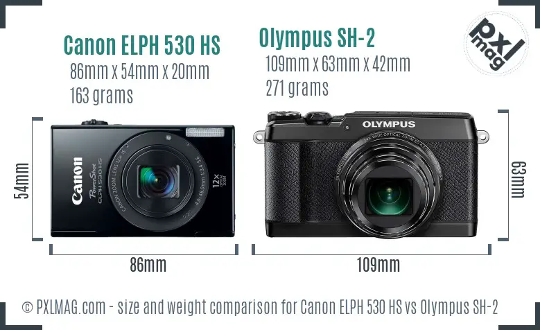 Canon ELPH 530 HS vs Olympus SH-2 size comparison Canon ELPH 530 HS vs Olympus SH-2 size comparison