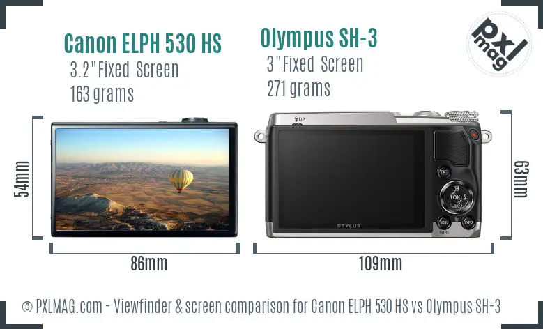 Canon ELPH 530 HS vs Olympus SH-3 Screen and Viewfinder comparison Canon ELPH 530 HS vs Olympus SH-3 Screen and Viewfinder comparison