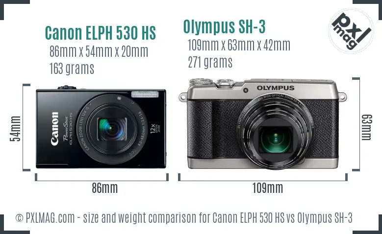 Canon ELPH 530 HS vs Olympus SH-3 size comparison Canon ELPH 530 HS vs Olympus SH-3 size comparison