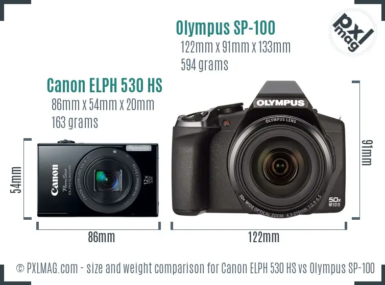 Canon ELPH 530 HS vs Olympus SP-100 size comparison