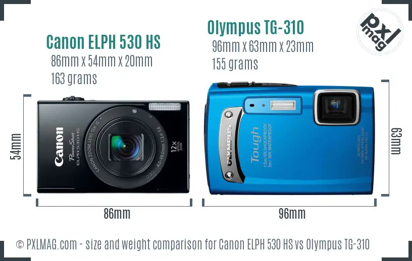 Canon ELPH 530 HS vs Olympus TG-310 size comparison