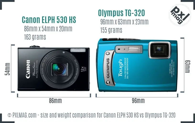 Canon ELPH 530 HS vs Olympus TG-320 size comparison