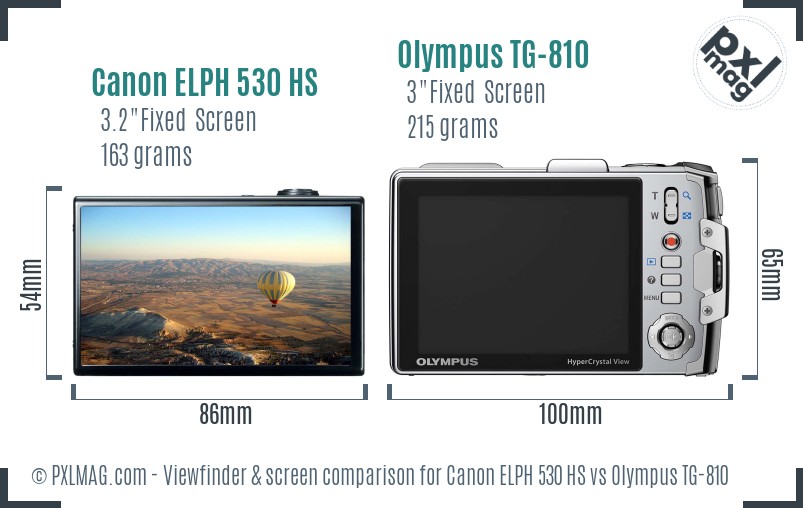 Canon ELPH 530 HS vs Olympus TG-810 Screen and Viewfinder comparison