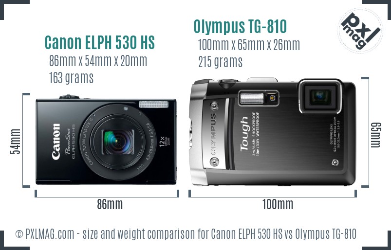 Canon ELPH 530 HS vs Olympus TG-810 size comparison