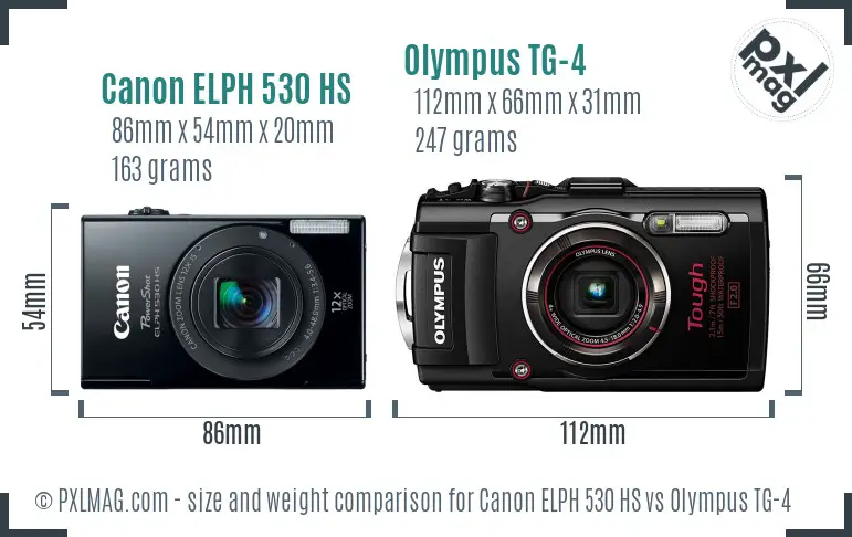 Canon ELPH 530 HS vs Olympus TG-4 size comparison
