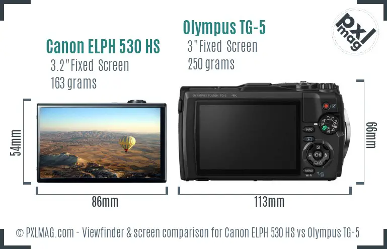 Canon ELPH 530 HS vs Olympus TG-5 Screen and Viewfinder comparison