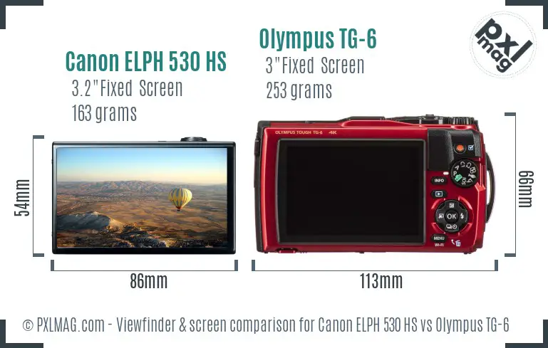 Canon ELPH 530 HS vs Olympus TG-6 Screen and Viewfinder comparison