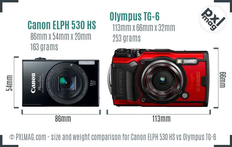 Canon ELPH 530 HS vs Olympus TG-6 size comparison