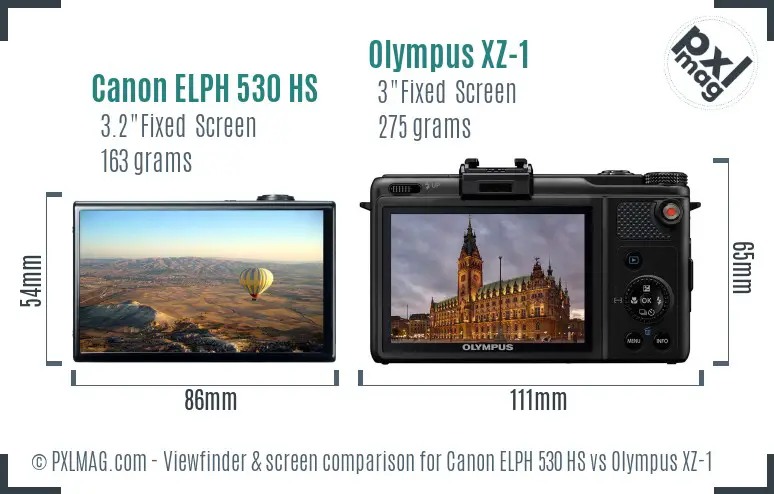 Canon ELPH 530 HS vs Olympus XZ-1 Screen and Viewfinder comparison Canon ELPH 530 HS vs Olympus XZ-1 Screen and Viewfinder comparison