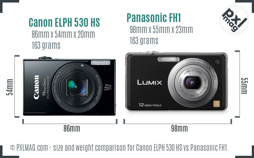 Canon ELPH 530 HS vs Panasonic FH1 size comparison