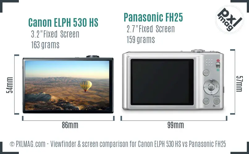 Canon ELPH 530 HS vs Panasonic FH25 Screen and Viewfinder comparison Canon ELPH 530 HS vs Panasonic FH25 Screen and Viewfinder comparison