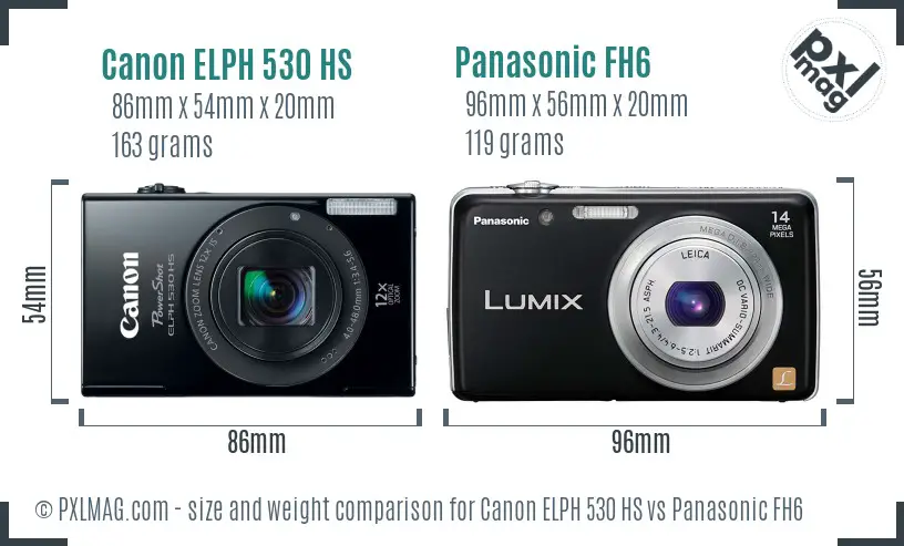 Canon ELPH 530 HS vs Panasonic FH6 size comparison Canon ELPH 530 HS vs Panasonic FH6 size comparison