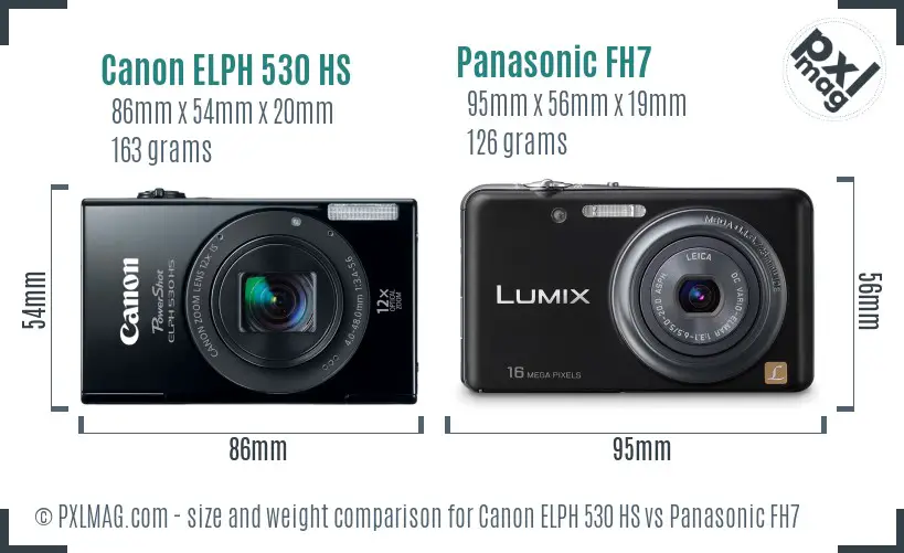 Canon ELPH 530 HS vs Panasonic FH7 size comparison