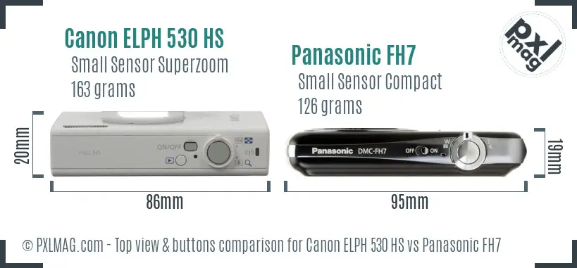 Canon ELPH 530 HS vs Panasonic FH7 top view buttons comparison