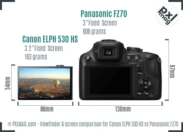 Canon ELPH 530 HS vs Panasonic FZ70 Screen and Viewfinder comparison