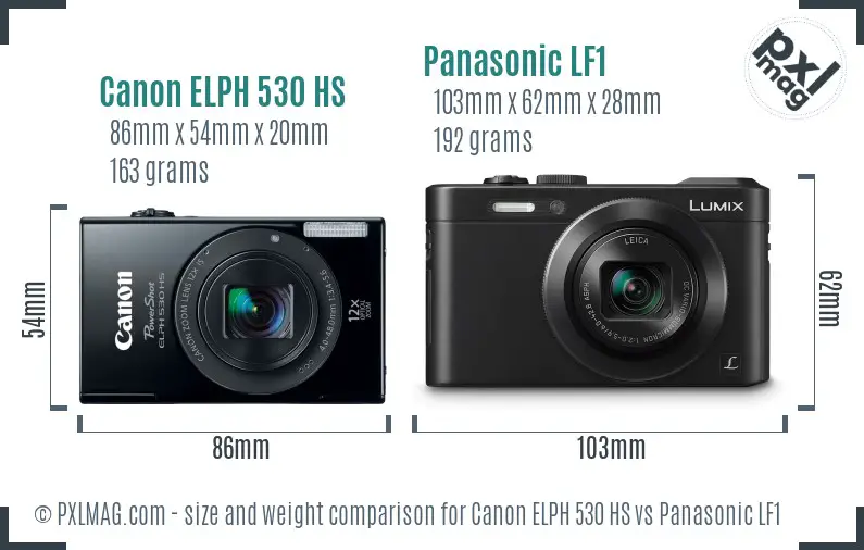 Canon ELPH 530 HS vs Panasonic LF1 size comparison
