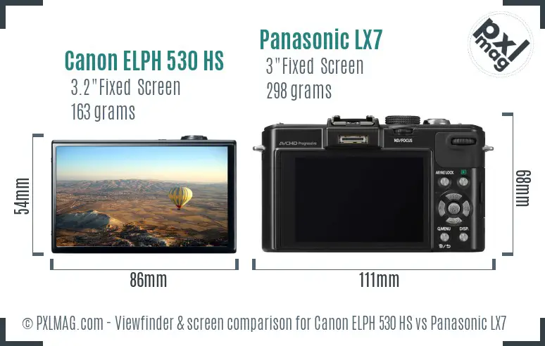 Canon ELPH 530 HS vs Panasonic LX7 Screen and Viewfinder comparison Canon ELPH 530 HS vs Panasonic LX7 Screen and Viewfinder comparison