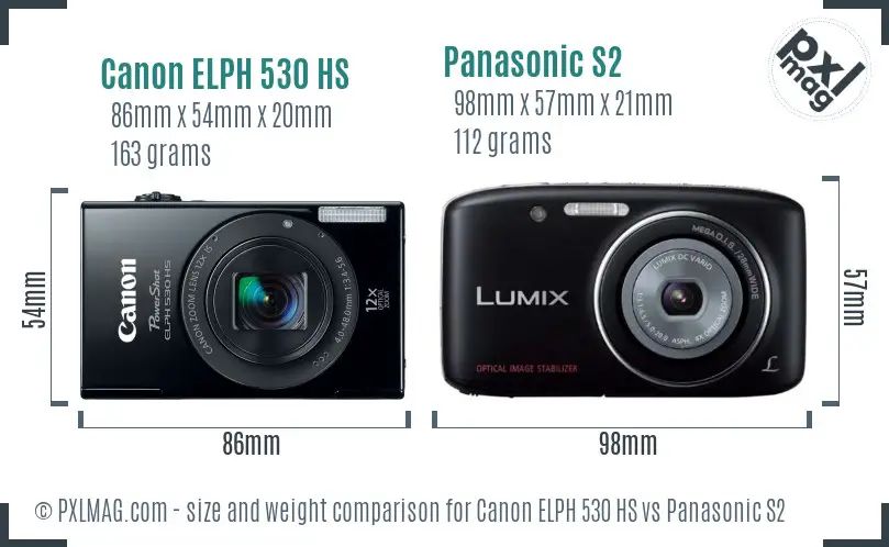 Canon ELPH 530 HS vs Panasonic S2 size comparison
