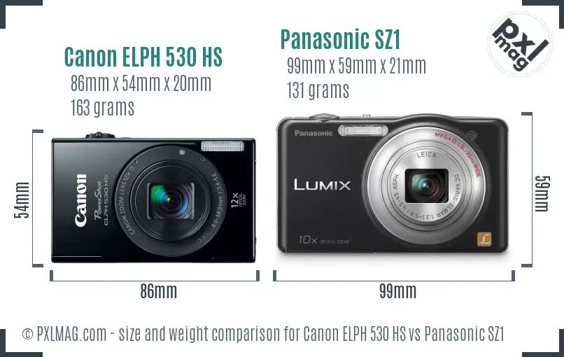 Canon ELPH 530 HS vs Panasonic SZ1 size comparison