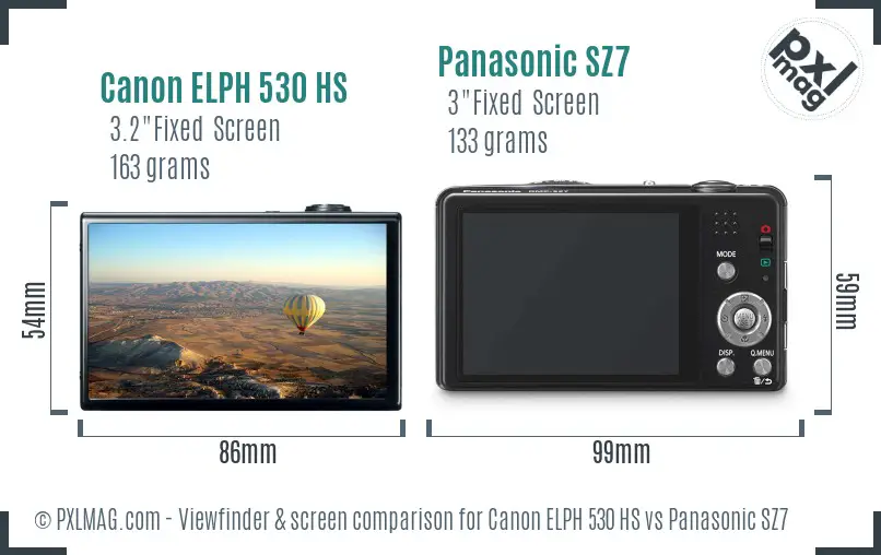 Canon ELPH 530 HS vs Panasonic SZ7 Screen and Viewfinder comparison Canon ELPH 530 HS vs Panasonic SZ7 Screen and Viewfinder comparison
