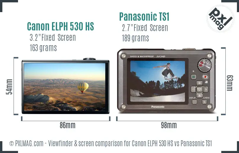 Canon ELPH 530 HS vs Panasonic TS1 Screen and Viewfinder comparison