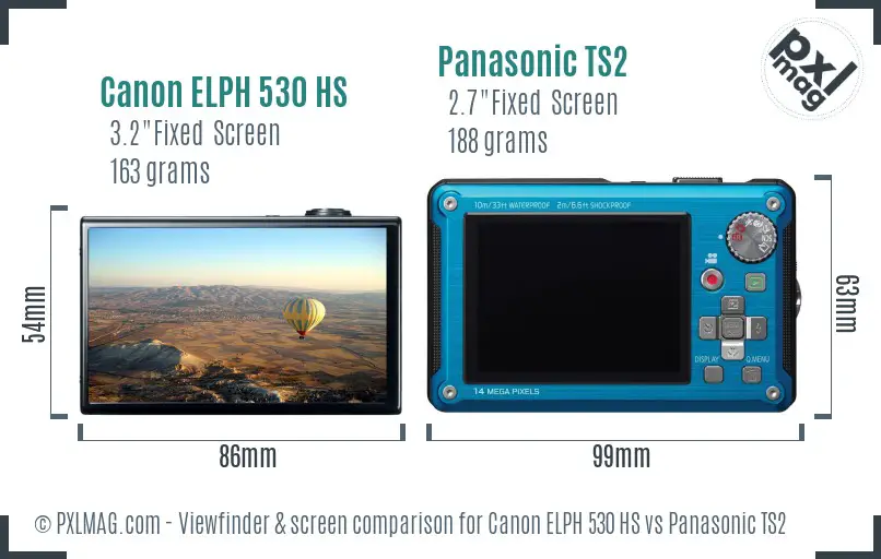 Canon ELPH 530 HS vs Panasonic TS2 Screen and Viewfinder comparison