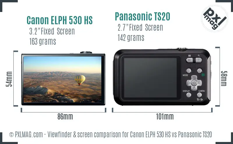 Canon ELPH 530 HS vs Panasonic TS20 Screen and Viewfinder comparison Canon ELPH 530 HS vs Panasonic TS20 Screen and Viewfinder comparison