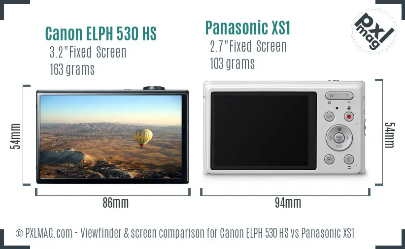 Canon ELPH 530 HS vs Panasonic XS1 Screen and Viewfinder comparison Canon ELPH 530 HS vs Panasonic XS1 Screen and Viewfinder comparison