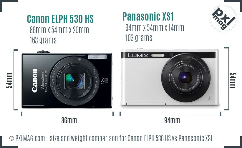 Canon ELPH 530 HS vs Panasonic XS1 size comparison Canon ELPH 530 HS vs Panasonic XS1 size comparison