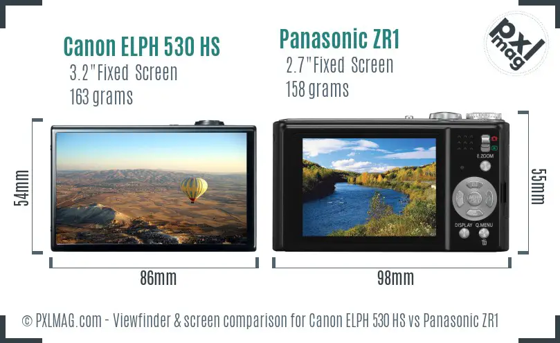 Canon ELPH 530 HS vs Panasonic ZR1 Screen and Viewfinder comparison Canon ELPH 530 HS vs Panasonic ZR1 Screen and Viewfinder comparison