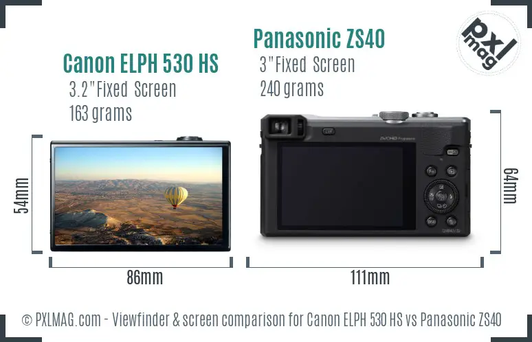 Canon ELPH 530 HS vs Panasonic ZS40 Screen and Viewfinder comparison Canon ELPH 530 HS vs Panasonic ZS40 Screen and Viewfinder comparison