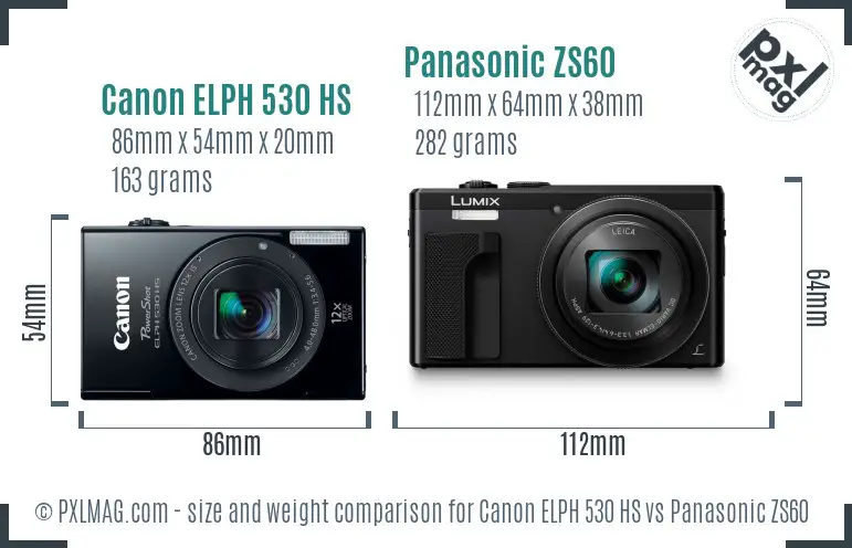 Canon ELPH 530 HS vs Panasonic ZS60 size comparison