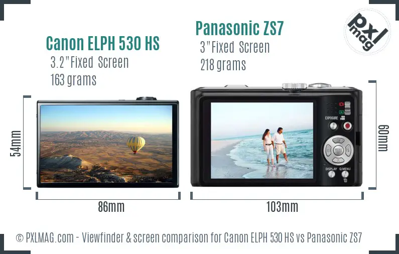 Canon ELPH 530 HS vs Panasonic ZS7 Screen and Viewfinder comparison