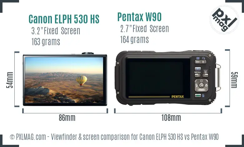 Canon ELPH 530 HS vs Pentax W90 Screen and Viewfinder comparison Canon ELPH 530 HS vs Pentax W90 Screen and Viewfinder comparison