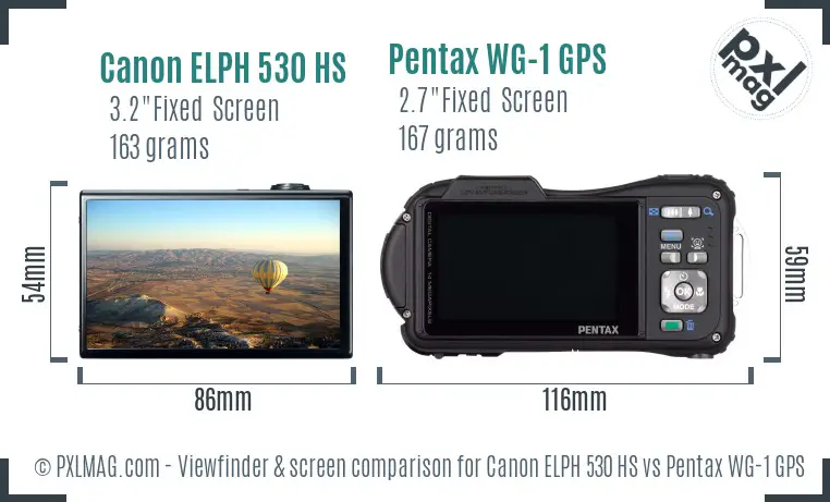 Canon ELPH 530 HS vs Pentax WG-1 GPS Screen and Viewfinder comparison Canon ELPH 530 HS vs Pentax WG-1 GPS Screen and Viewfinder comparison