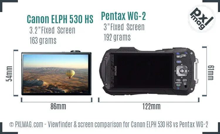 Canon ELPH 530 HS vs Pentax WG-2 Screen and Viewfinder comparison