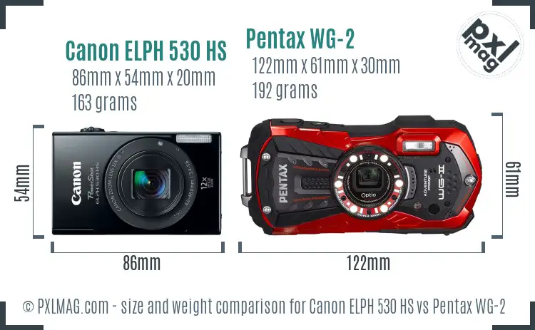 Canon ELPH 530 HS vs Pentax WG-2 size comparison