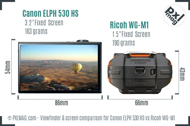 Canon ELPH 530 HS vs Ricoh WG-M1 Screen and Viewfinder comparison