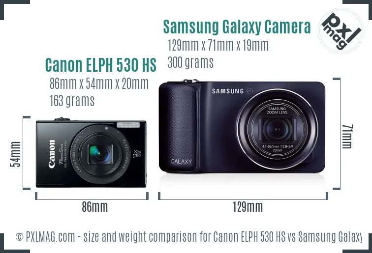 Canon ELPH 530 HS vs Samsung Galaxy Camera size comparison