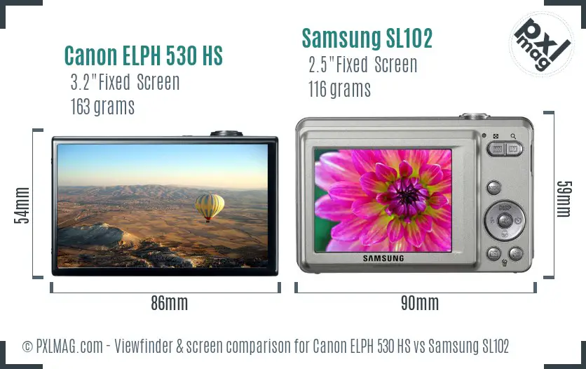 Canon ELPH 530 HS vs Samsung SL102 Screen and Viewfinder comparison Canon ELPH 530 HS vs Samsung SL102 Screen and Viewfinder comparison
