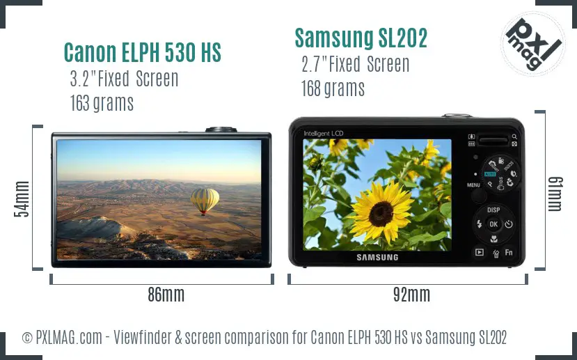 Canon ELPH 530 HS vs Samsung SL202 Screen and Viewfinder comparison Canon ELPH 530 HS vs Samsung SL202 Screen and Viewfinder comparison