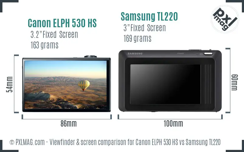 Canon ELPH 530 HS vs Samsung TL220 Screen and Viewfinder comparison