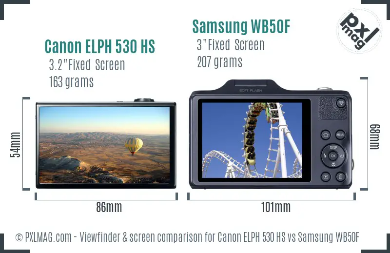 Canon ELPH 530 HS vs Samsung WB50F Screen and Viewfinder comparison Canon ELPH 530 HS vs Samsung WB50F Screen and Viewfinder comparison