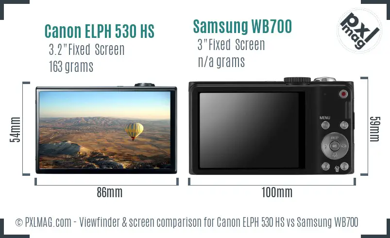 Canon ELPH 530 HS vs Samsung WB700 Screen and Viewfinder comparison