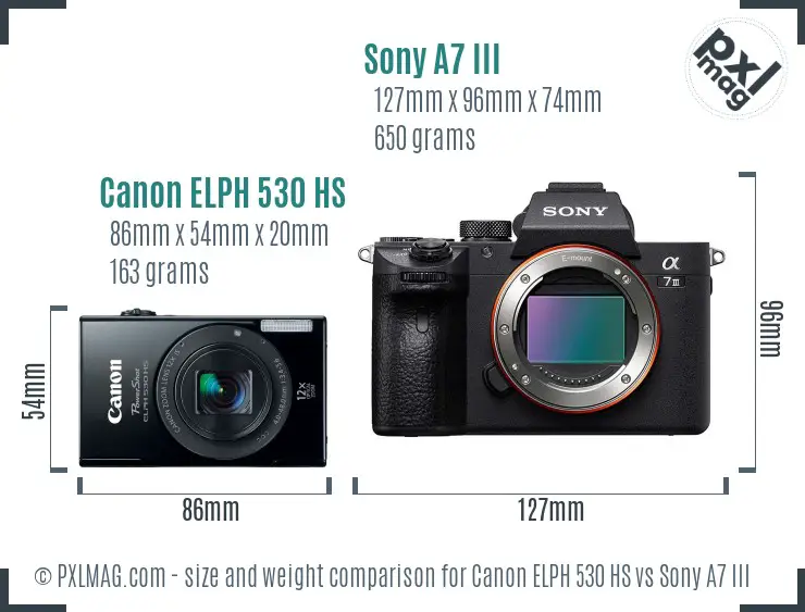 Canon ELPH 530 HS vs Sony A7 III size comparison
