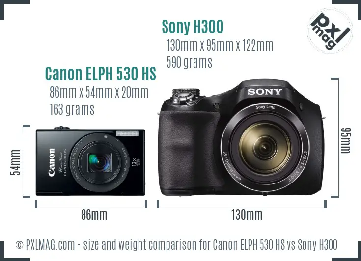 Canon ELPH 530 HS vs Sony H300 size comparison