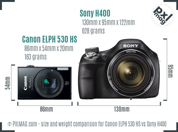 Canon ELPH 530 HS vs Sony H400 size comparison
